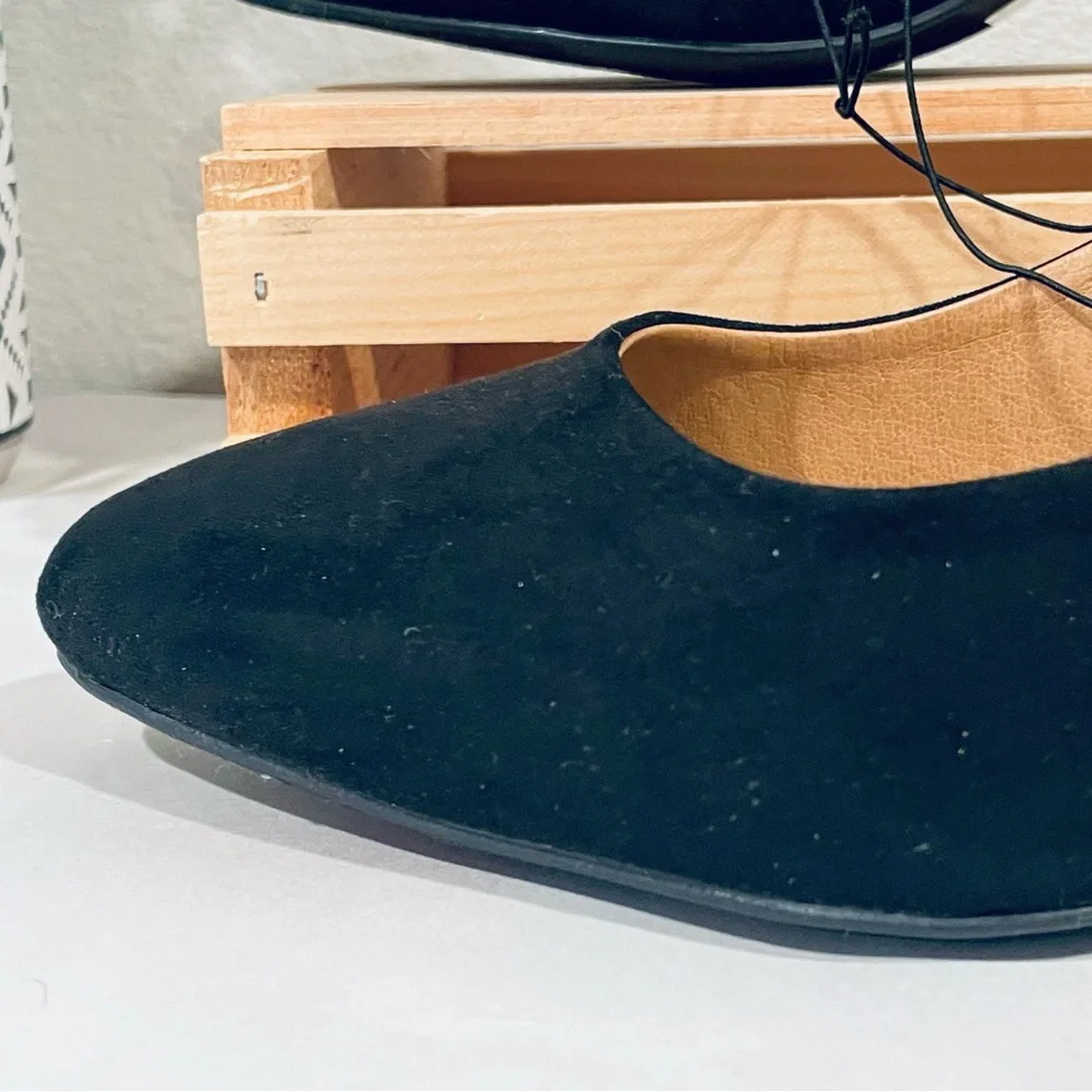 Lane Bryant Dream Cloud Black Faux Suede Pointy-Toe Block-Heel Shoes | 9W | NWT